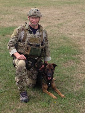 James Hill with military working dog Rocco during service